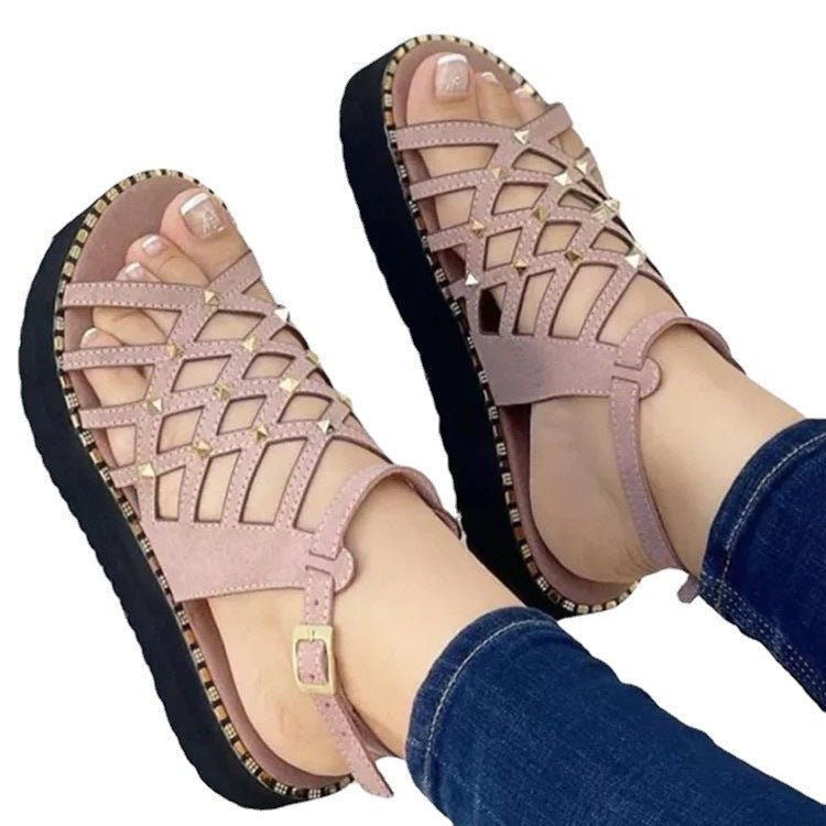 Women's Cutout Toe Platform Sandals - AmiraMart
