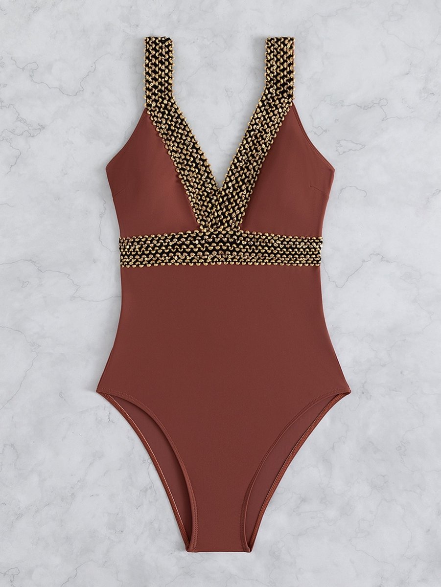 Women’s Deep V One - Piece Swimsuit - AmiraMart