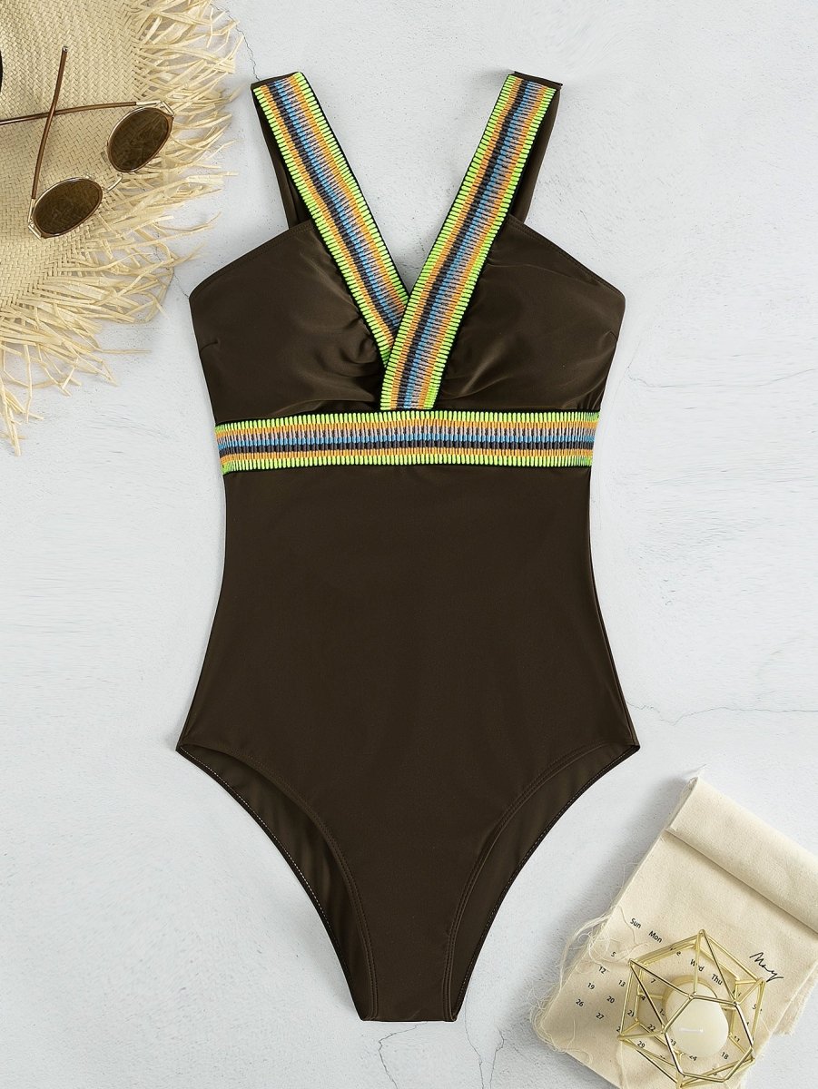 Women’s Deep V One - Piece Swimsuit - AmiraMart