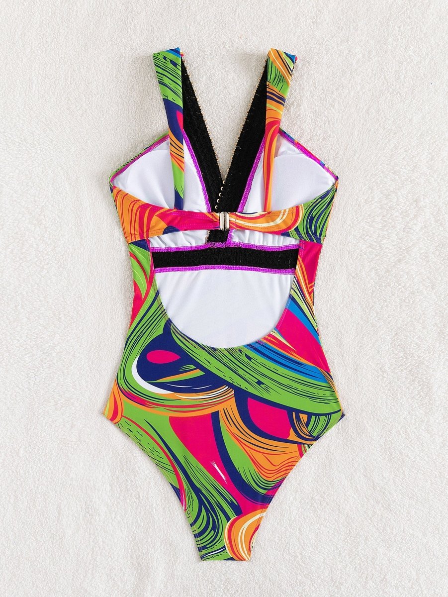 Women’s Deep V One - Piece Swimsuit - AmiraMart