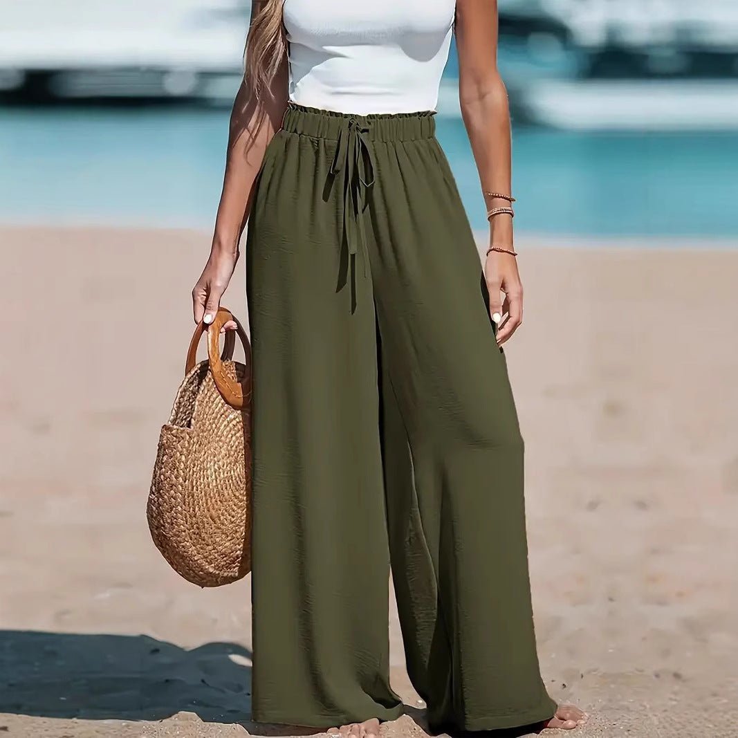 Women's Drawstring Loose Casual Wide - leg Trousers - AmiraMart