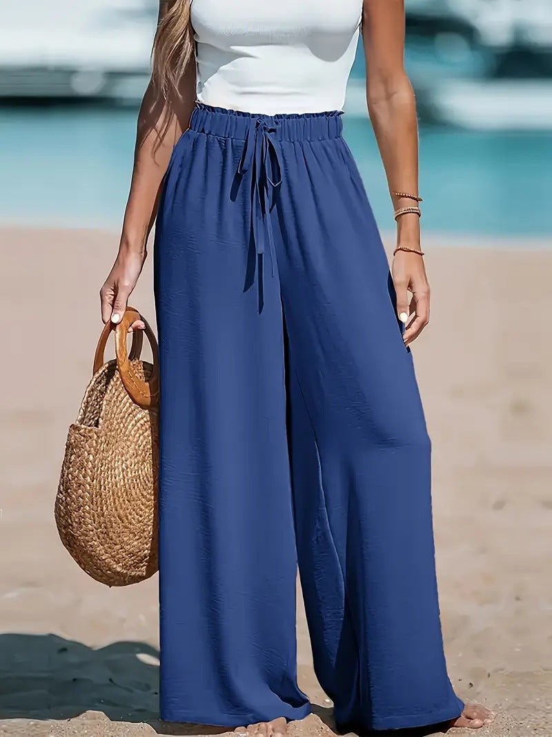 Women's Drawstring Loose Casual Wide-leg Trousers - AmiraMart