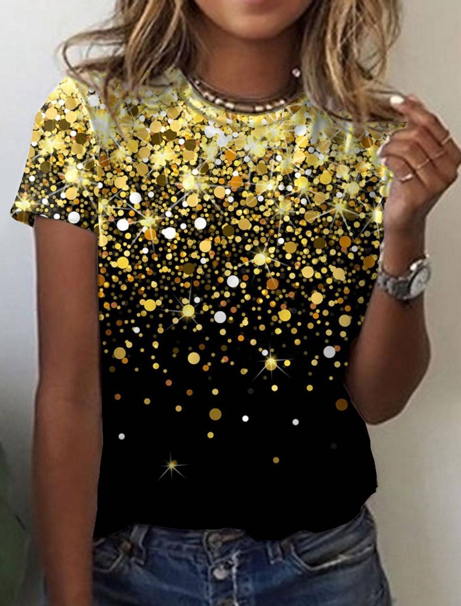 Women's European And American New Abstract Retro Print Short Sleeves - AmiraMart