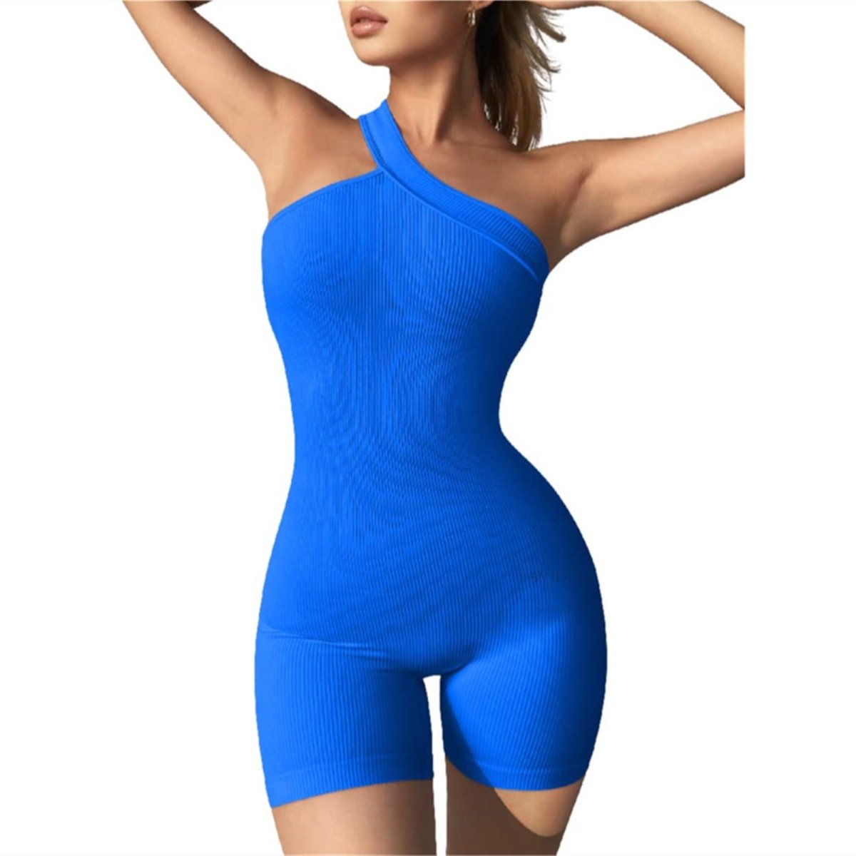 Women's Fashion Casual Thread One Shoulder Sleeveless Slim Fit Hip Raise Jumpsuit - AmiraMart