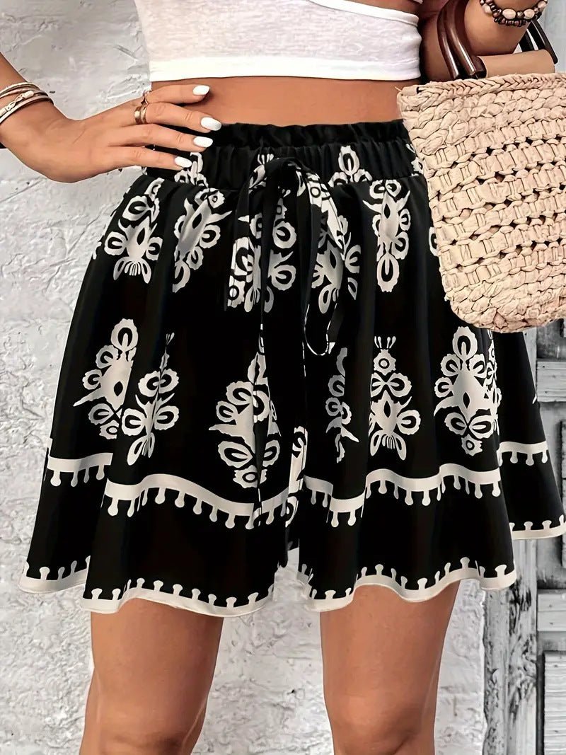 Women's Fashion Positioning Printing Casual Wide - leg Shorts - AmiraMart