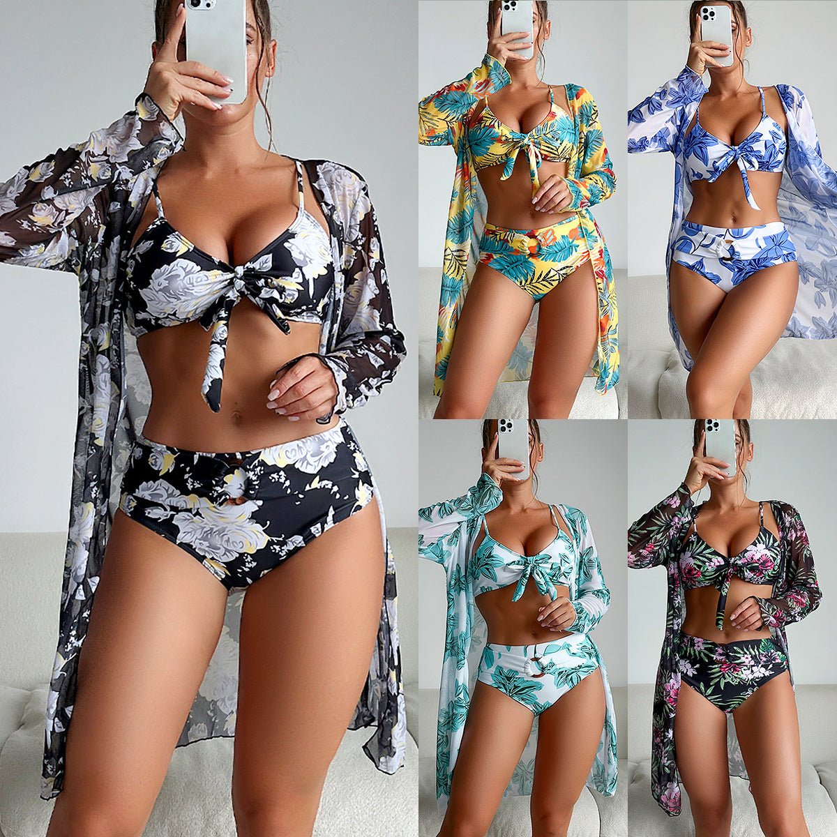 Women's Fashion Split Three - Piece Swimsuit - AmiraMart