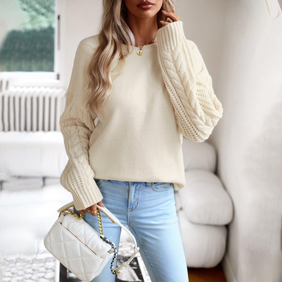 Women's Fashionable Simple Round Neck Sweater - AmiraMart