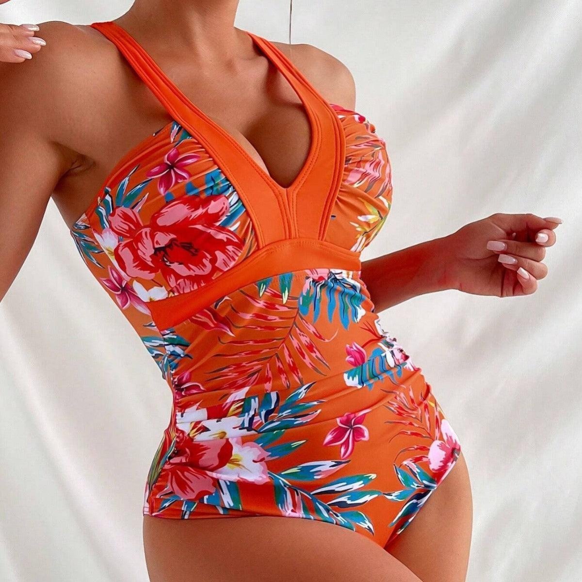 Women's Floral Bikini One - piece Swimsuit - AmiraMart