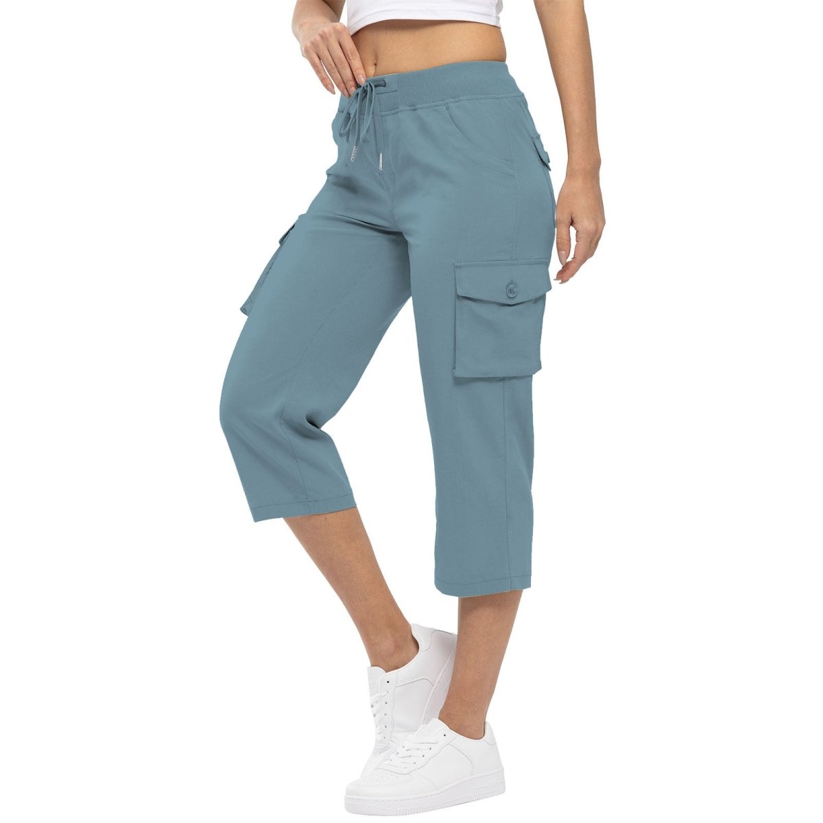 Women's High Waist Drawstring Pocket Loose Pants - AmiraMart