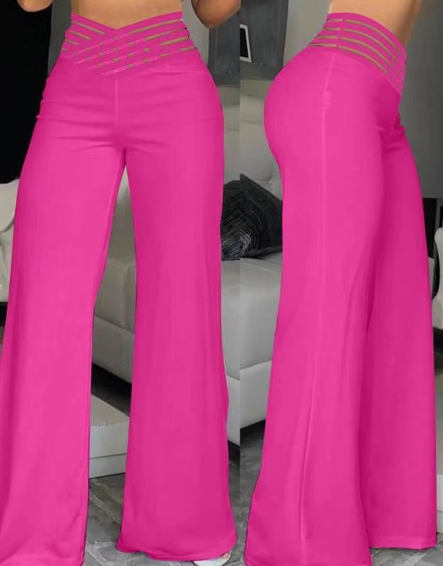 Women's Hollow - Out Belt Flared Trousers - AmiraMart