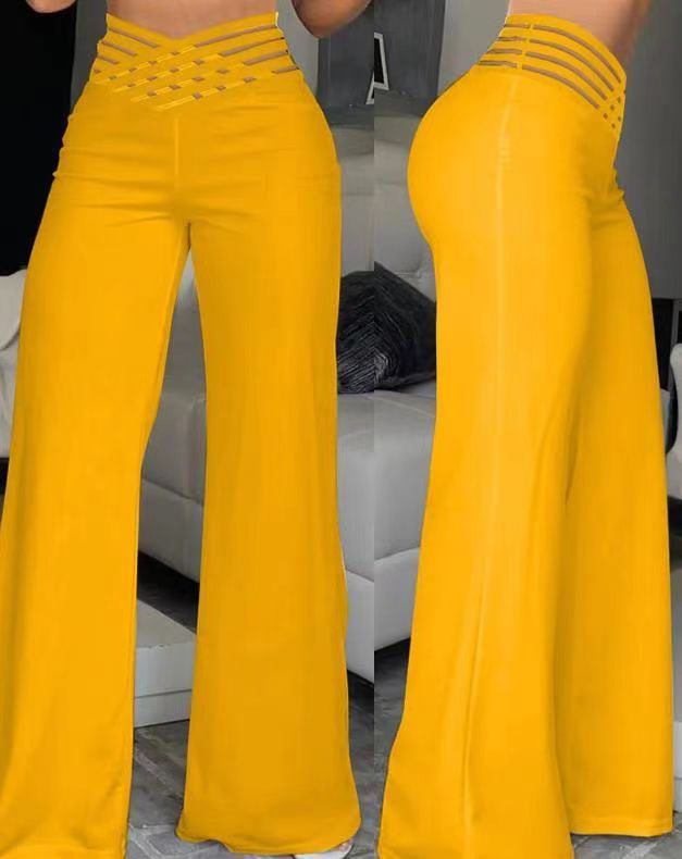 Women's Hollow - Out Belt Flared Trousers - AmiraMart