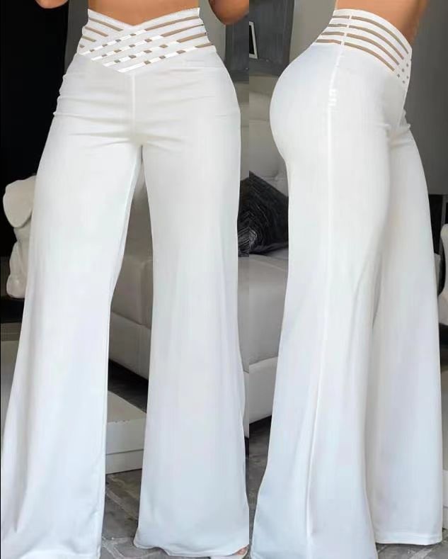 Women's Hollow - Out Belt Flared Trousers - AmiraMart