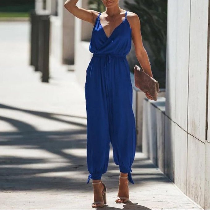 Women's Jumpsuit Flowers Print Spaghetti Strap Romper - AmiraMart