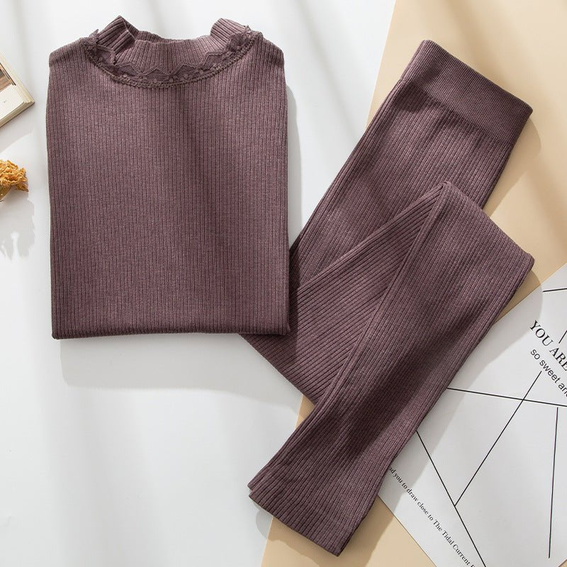 Women's Lace Mid - Collar Thermal Underwear - AmiraMart