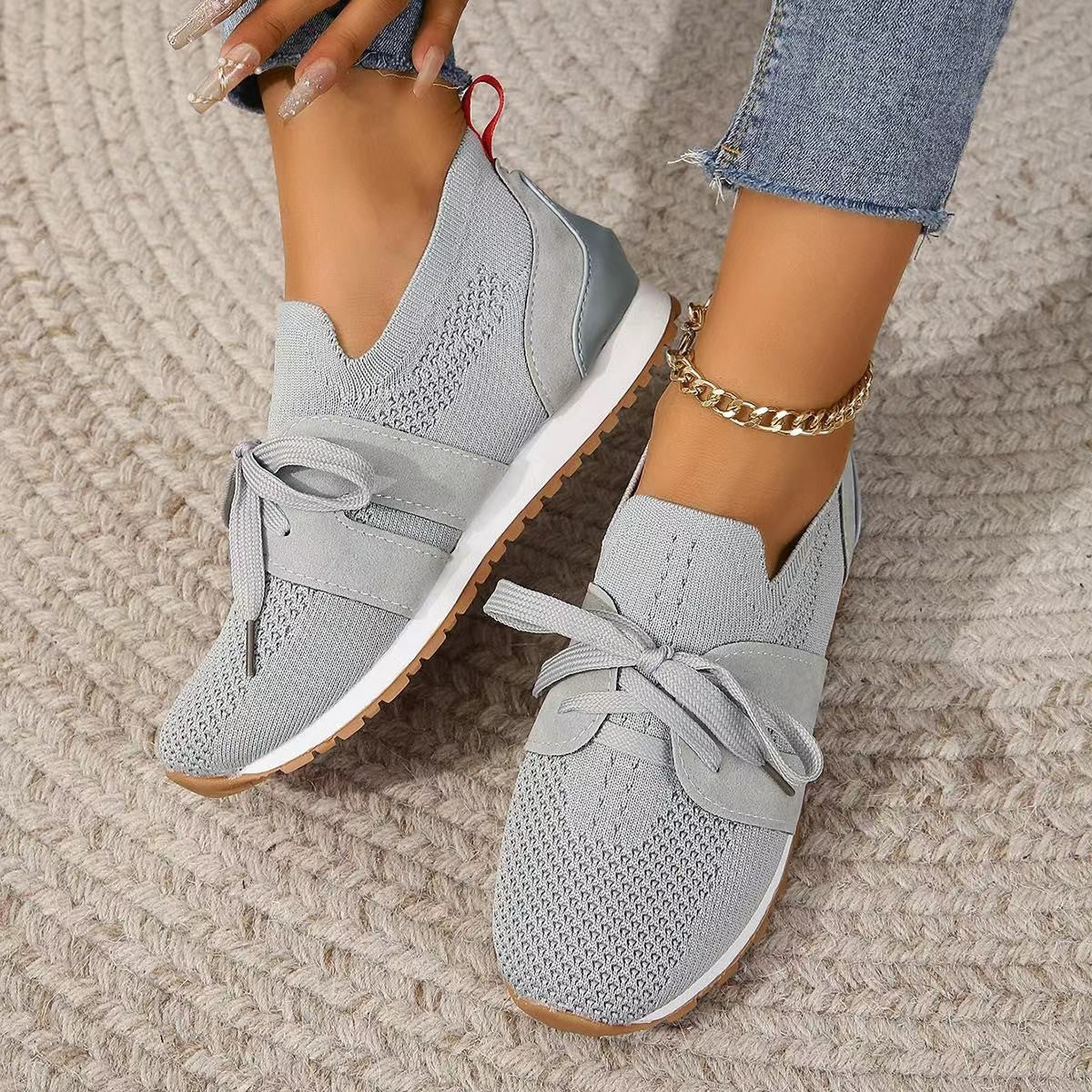 Women’s Lace - Up Flats – Breathable Mesh & Wedge - AmiraMart