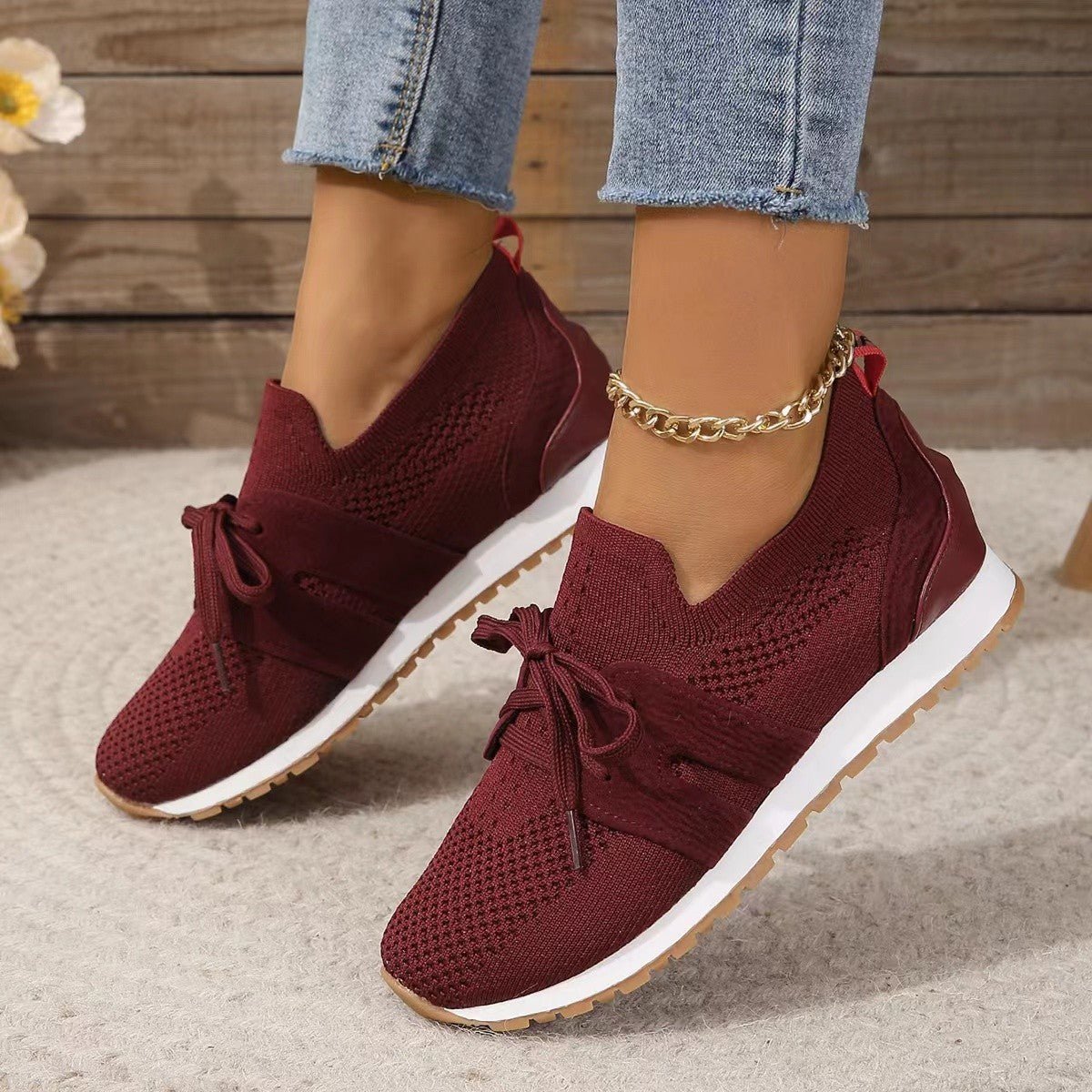 Women’s Lace - Up Flats – Breathable Mesh & Wedge - AmiraMart