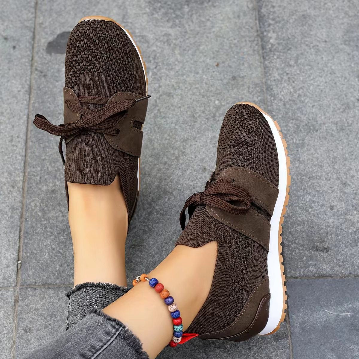 Women’s Lace - Up Flats – Breathable Mesh & Wedge - AmiraMart