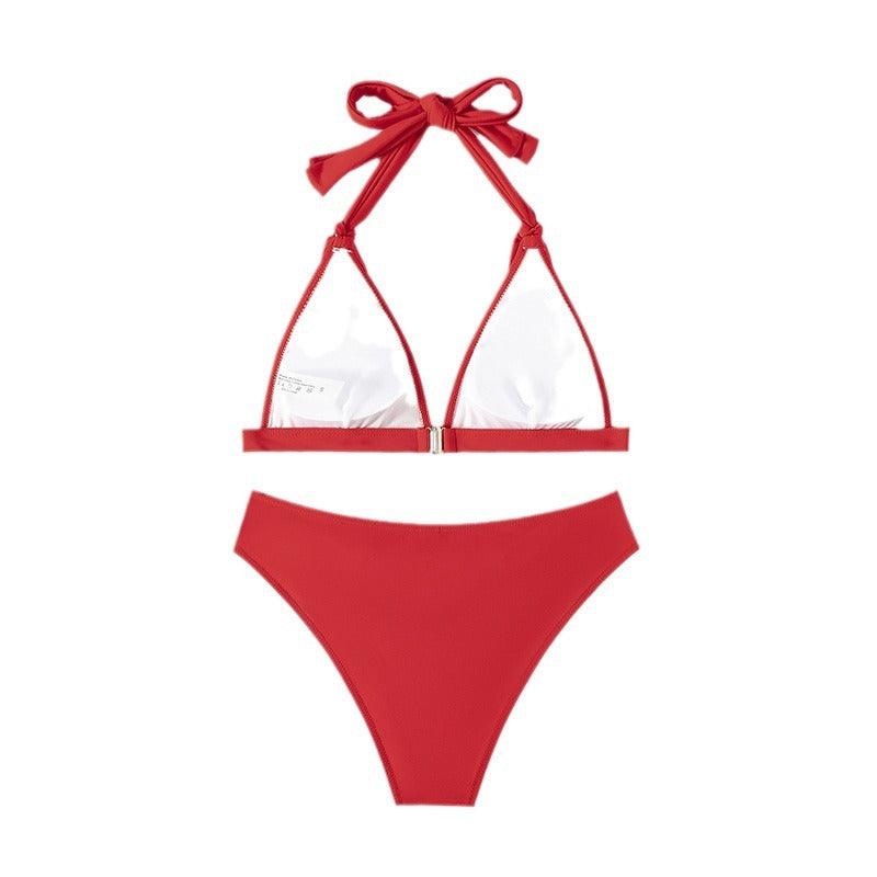 Women's Lace - up Halterneck Split Beach Bikini - AmiraMart