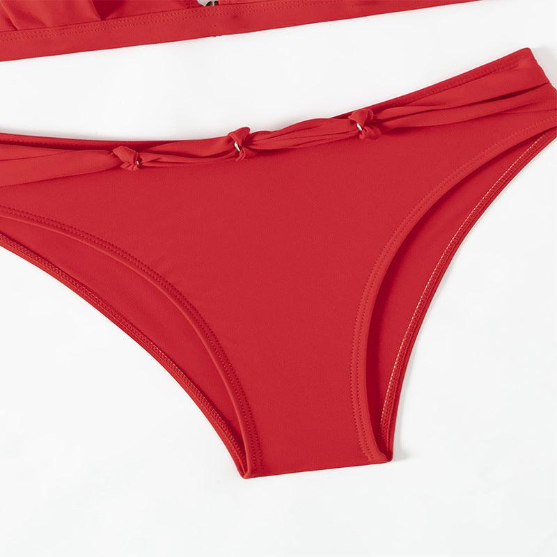 Women's Lace - up Halterneck Split Beach Bikini - AmiraMart