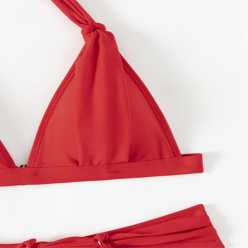 Women's Lace - up Halterneck Split Beach Bikini - AmiraMart
