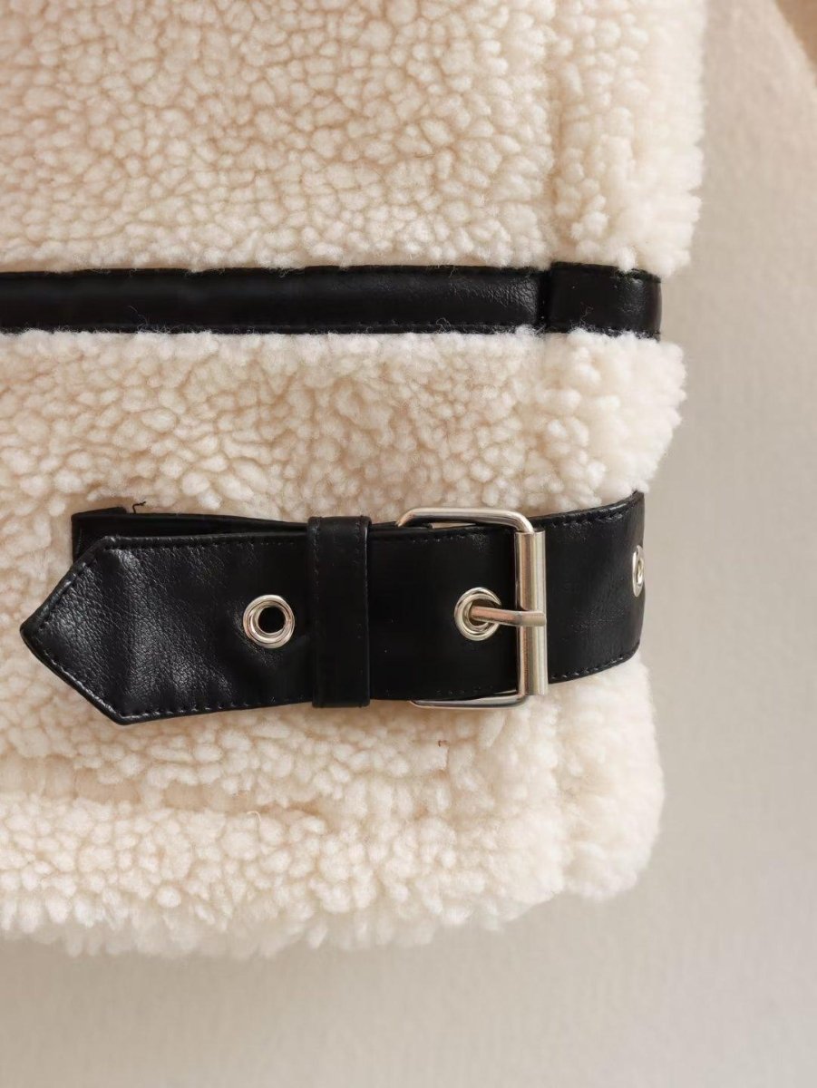 Women's Lamb Wool Effect Jacket Coat - AmiraMart