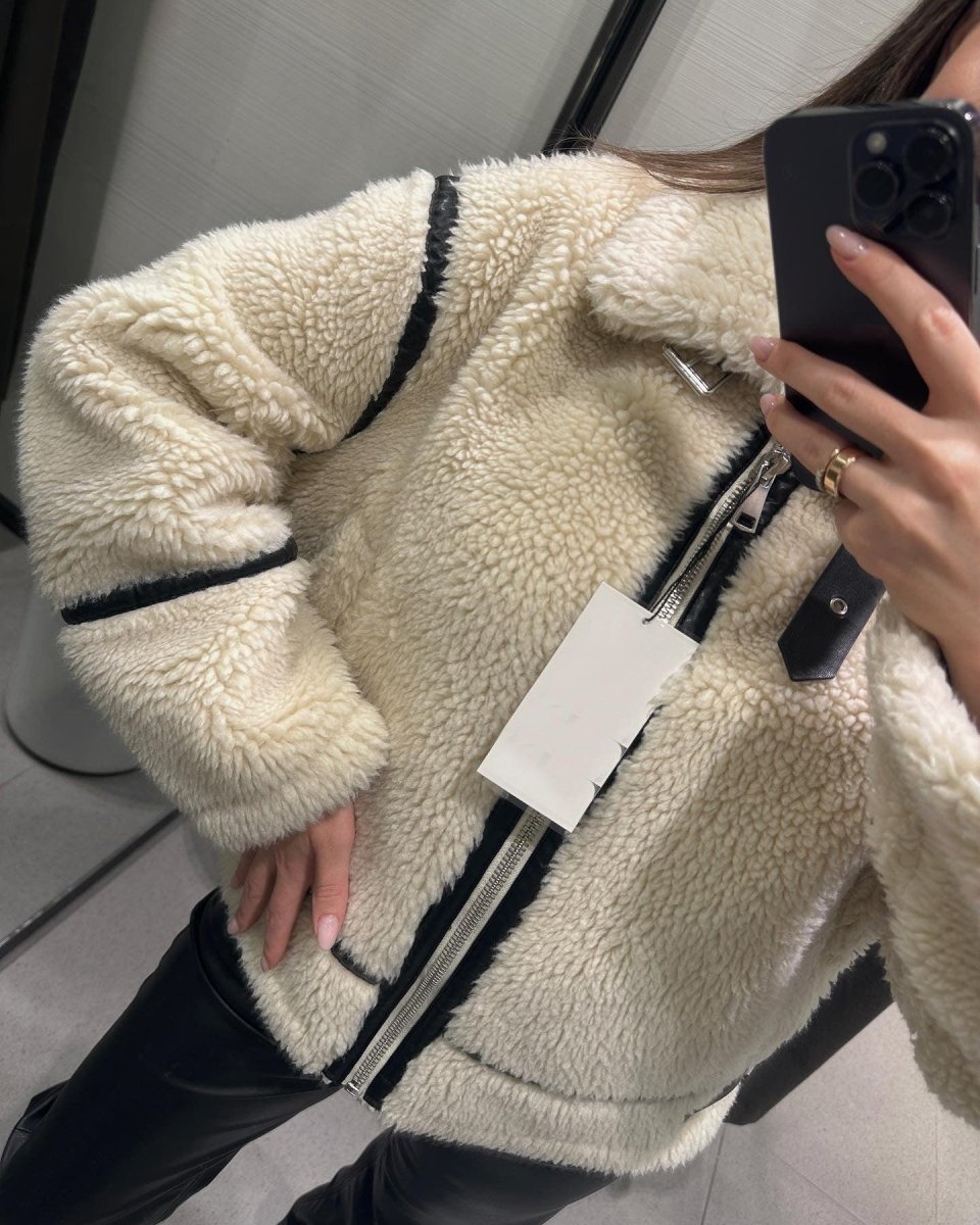 Women's Lamb Wool Effect Jacket Coat - AmiraMart
