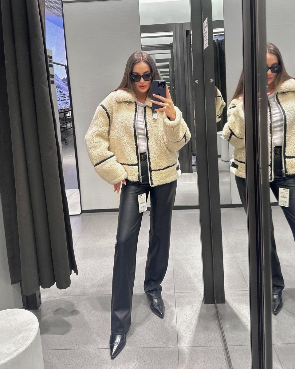 Women's Lamb Wool Effect Jacket Coat - AmiraMart