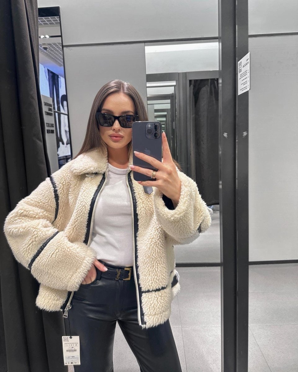Women's Lamb Wool Effect Jacket Coat - AmiraMart