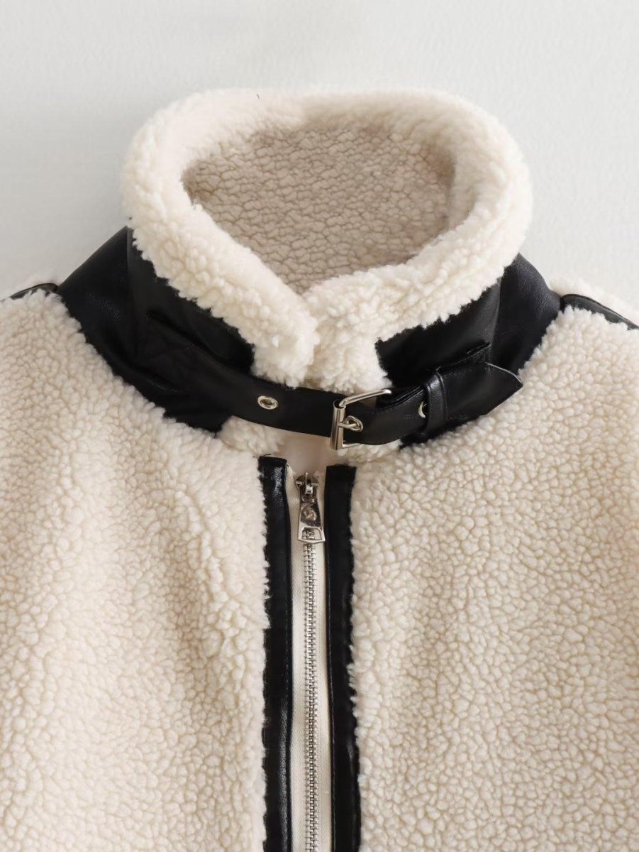 Women's Lamb Wool Effect Jacket Coat - AmiraMart