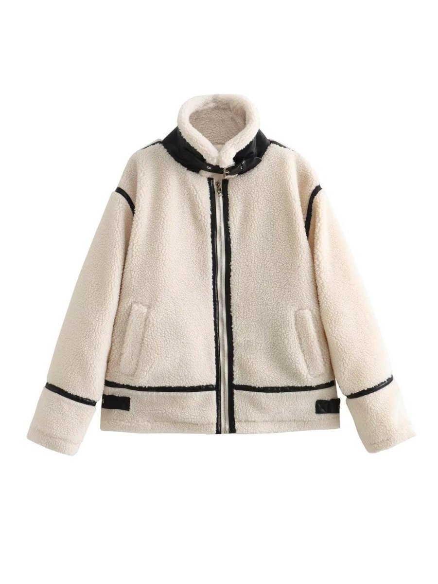 Women's Lamb Wool Effect Jacket Coat - AmiraMart