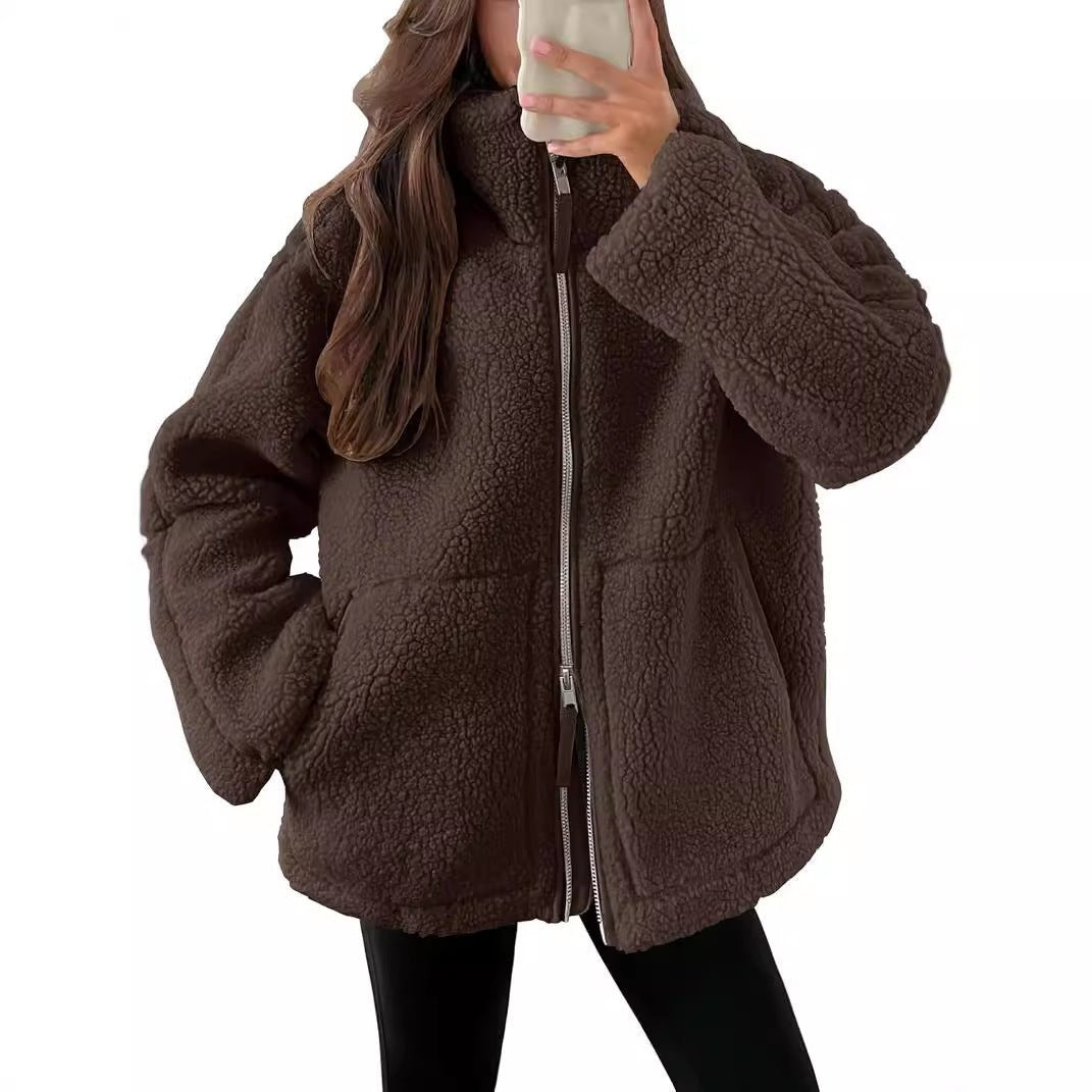 Women’s Lapel Fleece Jacket - AmiraMart