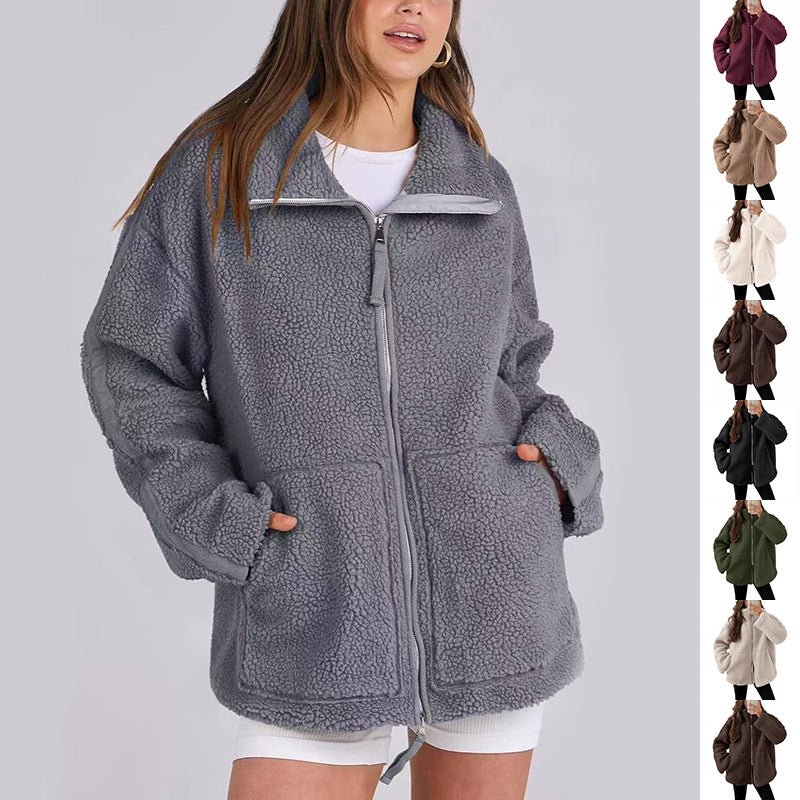 Women’s Lapel Fleece Jacket - AmiraMart