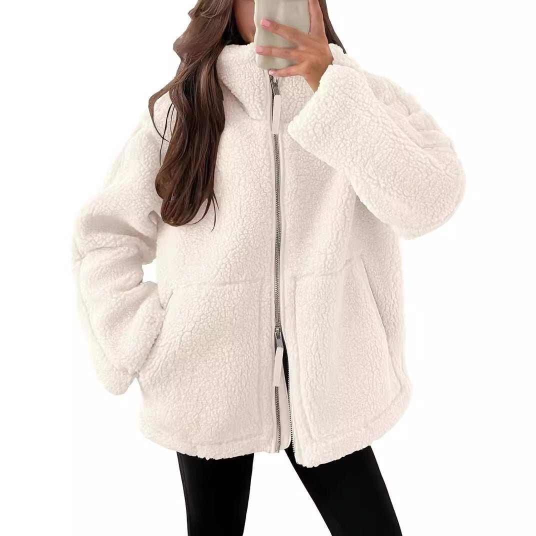 Women’s Lapel Fleece Jacket - AmiraMart