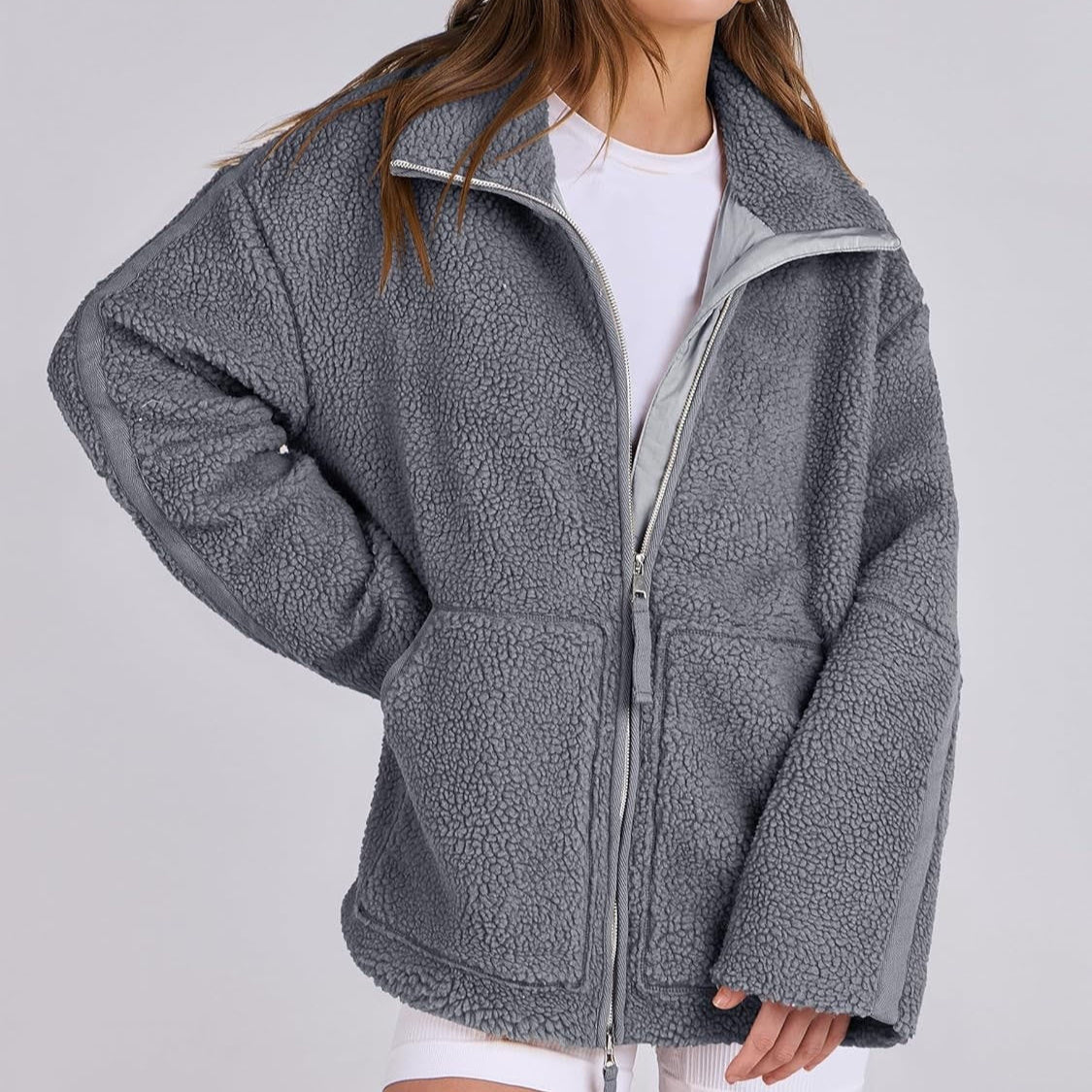 Women’s Lapel Fleece Jacket - AmiraMart