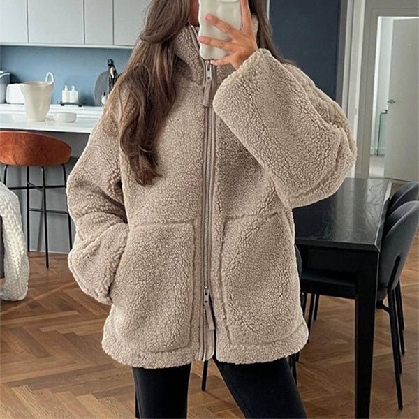 Women’s Lapel Fleece Jacket - AmiraMart