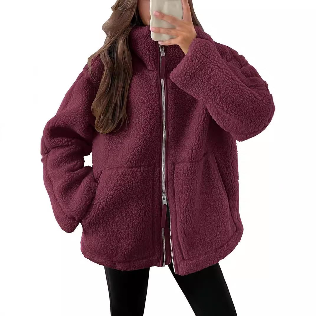 Women’s Lapel Fleece Jacket - AmiraMart
