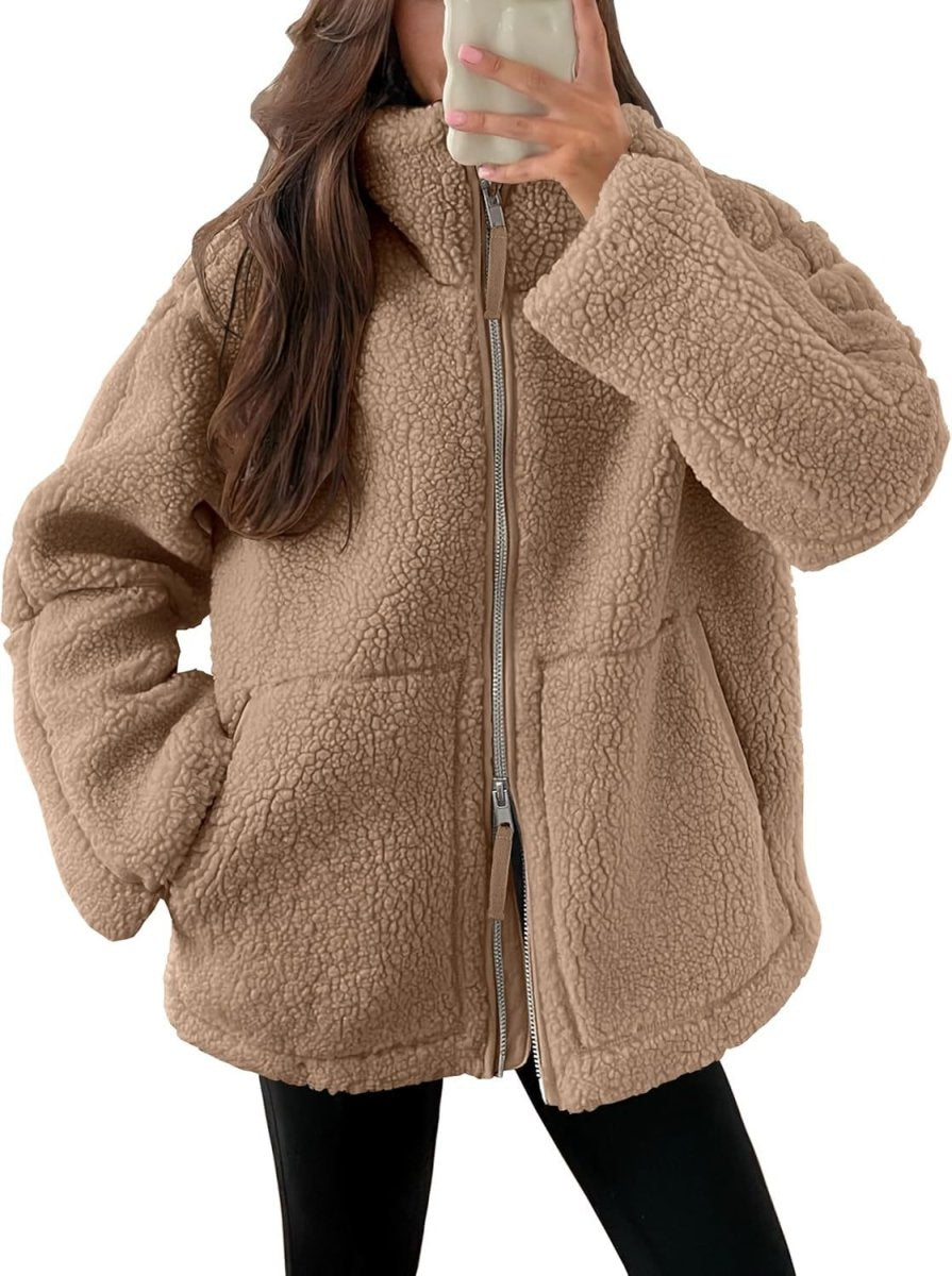 Women’s Lapel Fleece Jacket - AmiraMart