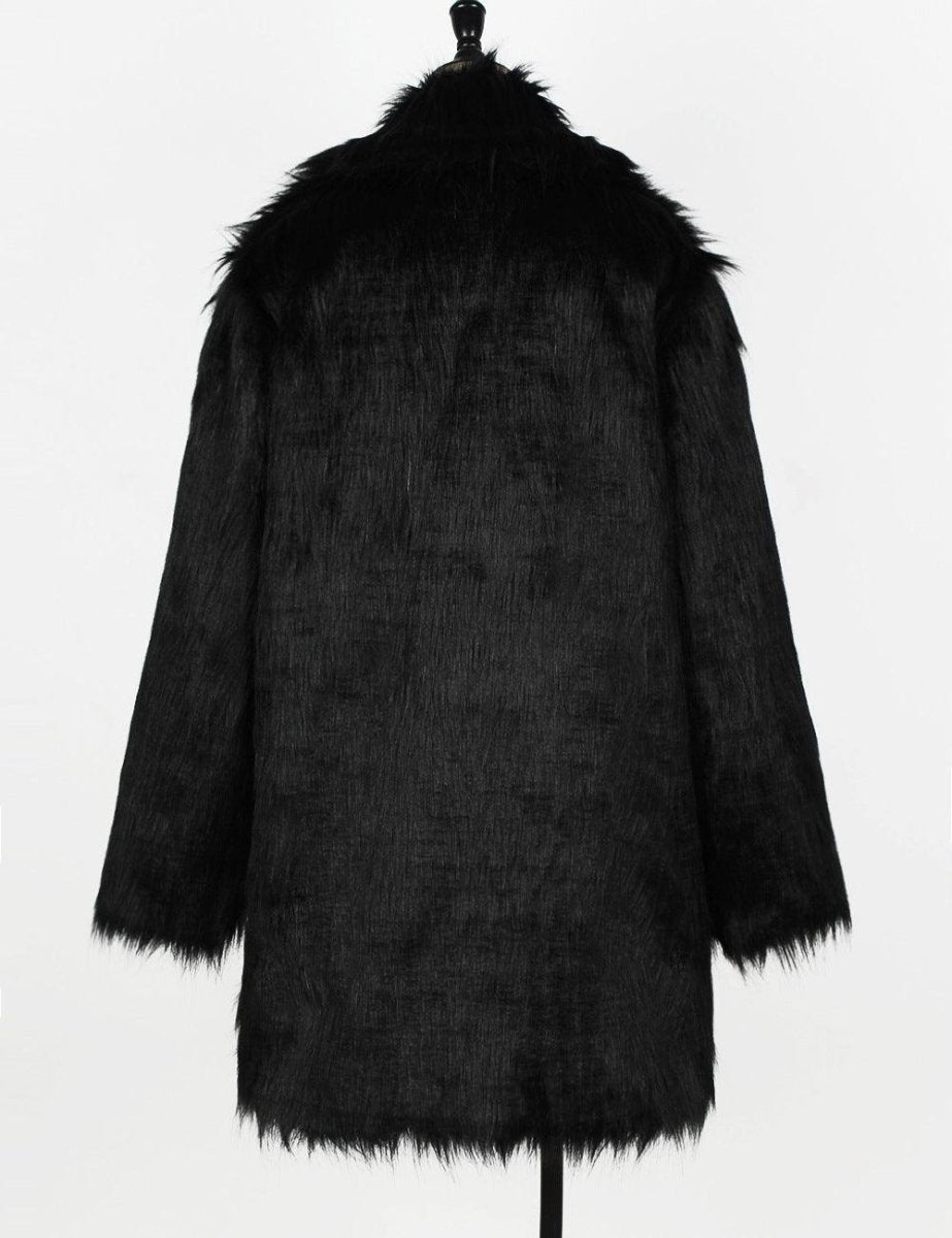 Women's Long Faux Fox Fur Suit Collar Coat - AmiraMart