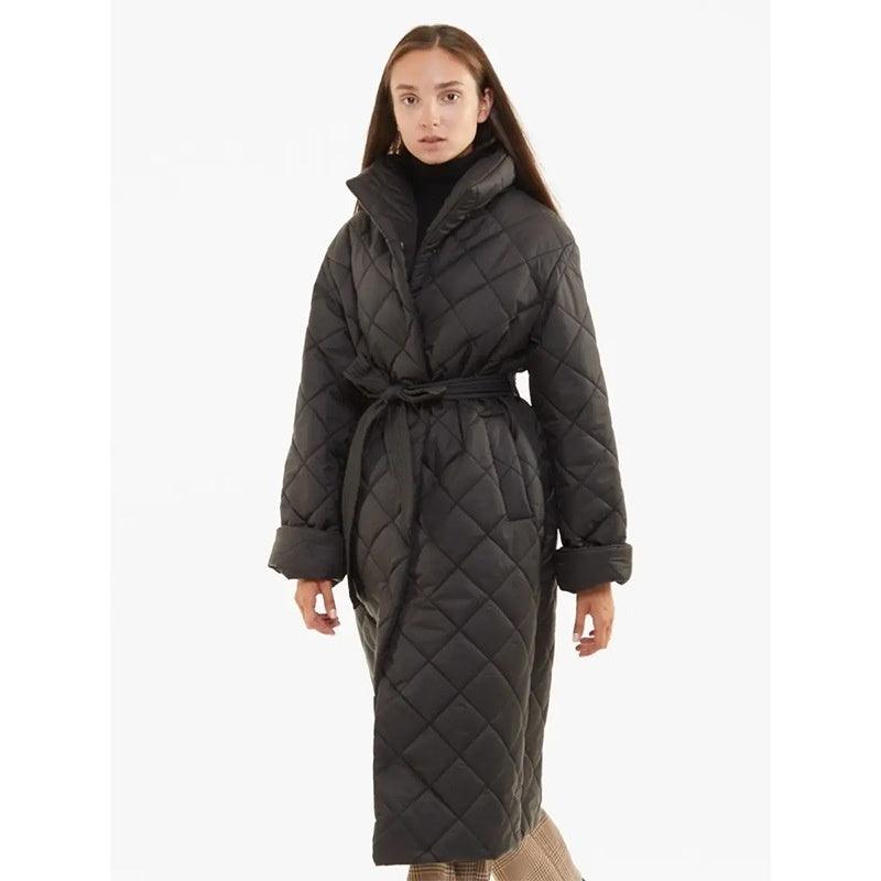 Women's Long Hooded Long Sleeve Single - breasted Loose Cotton Coat - AmiraMart