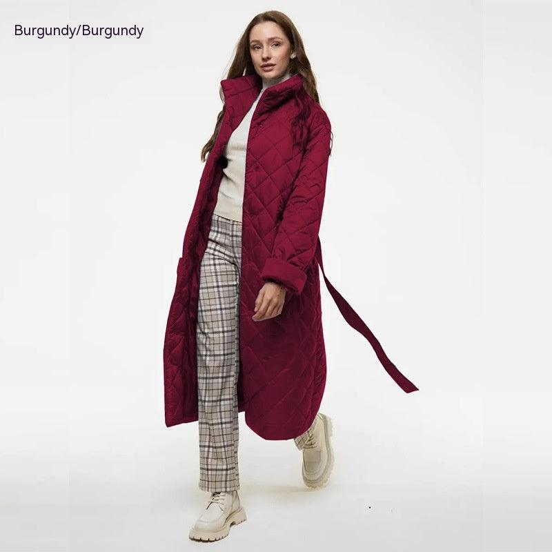 Women's Long Hooded Long Sleeve Single - breasted Loose Cotton Coat - AmiraMart