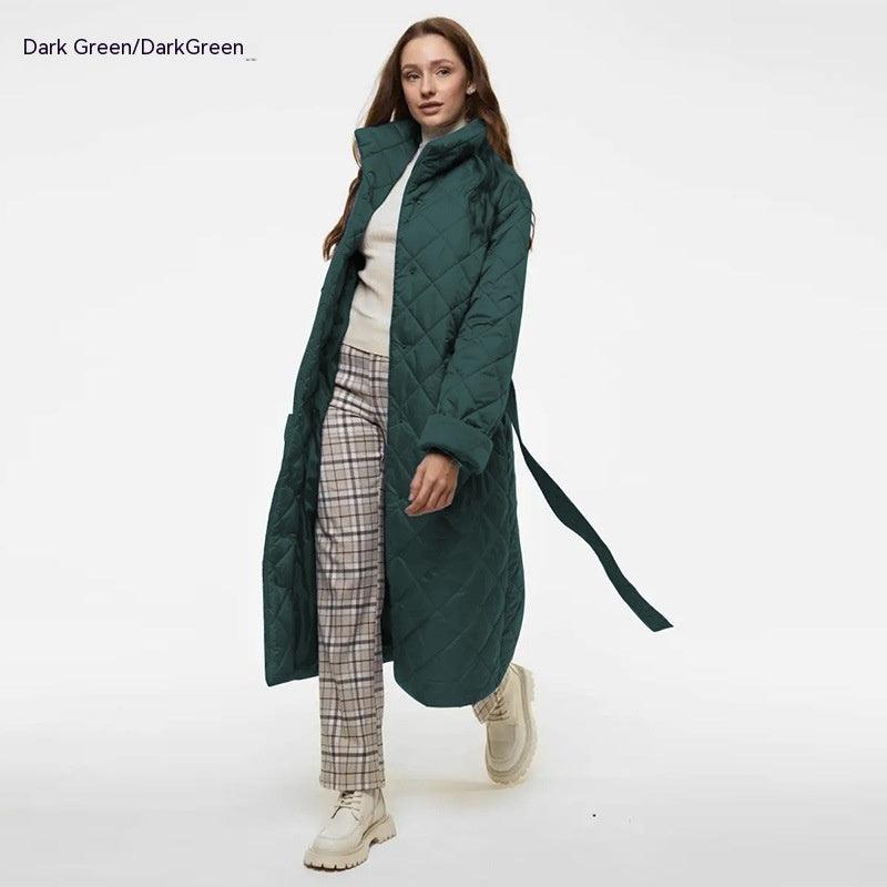 Women's Long Hooded Long Sleeve Single - breasted Loose Cotton Coat - AmiraMart