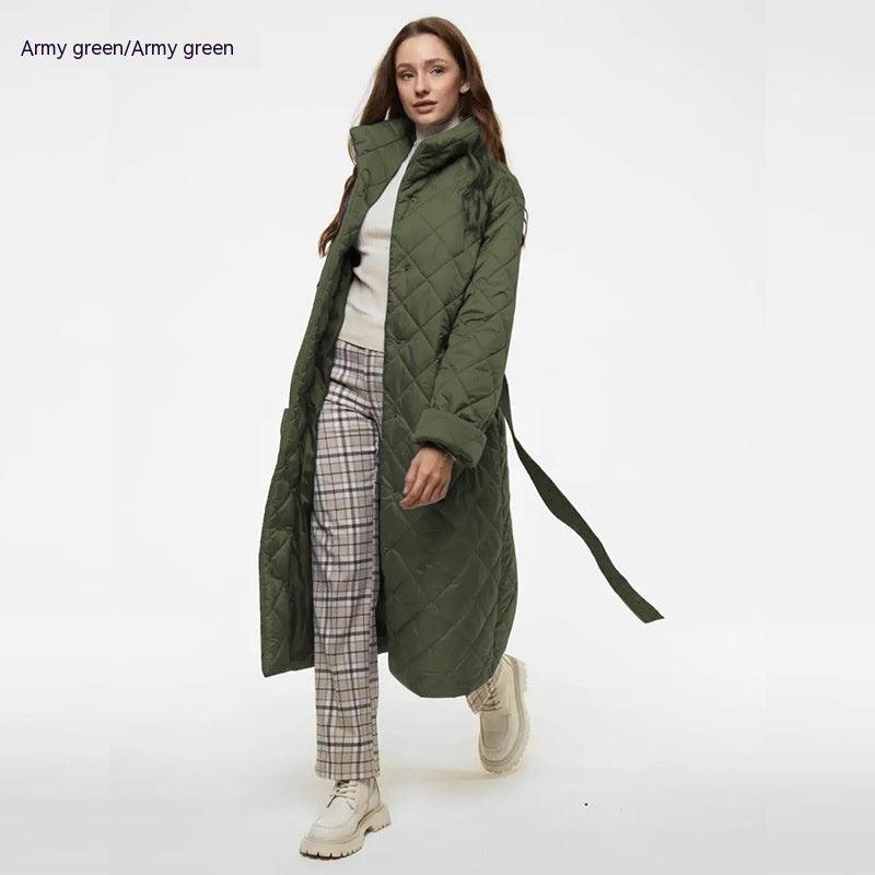 Women's Long Hooded Long Sleeve Single - breasted Loose Cotton Coat - AmiraMart