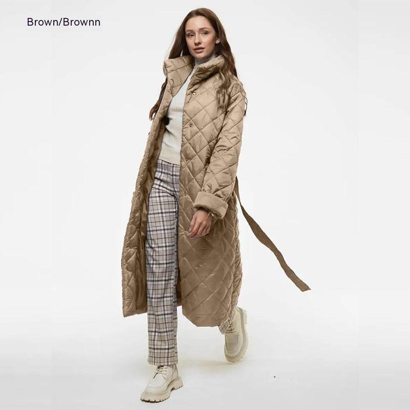 Women's Long Hooded Long Sleeve Single - breasted Loose Cotton Coat - AmiraMart