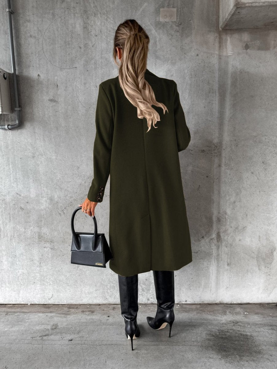 Women’s Long Sleeve Lapel Coat - AmiraMart