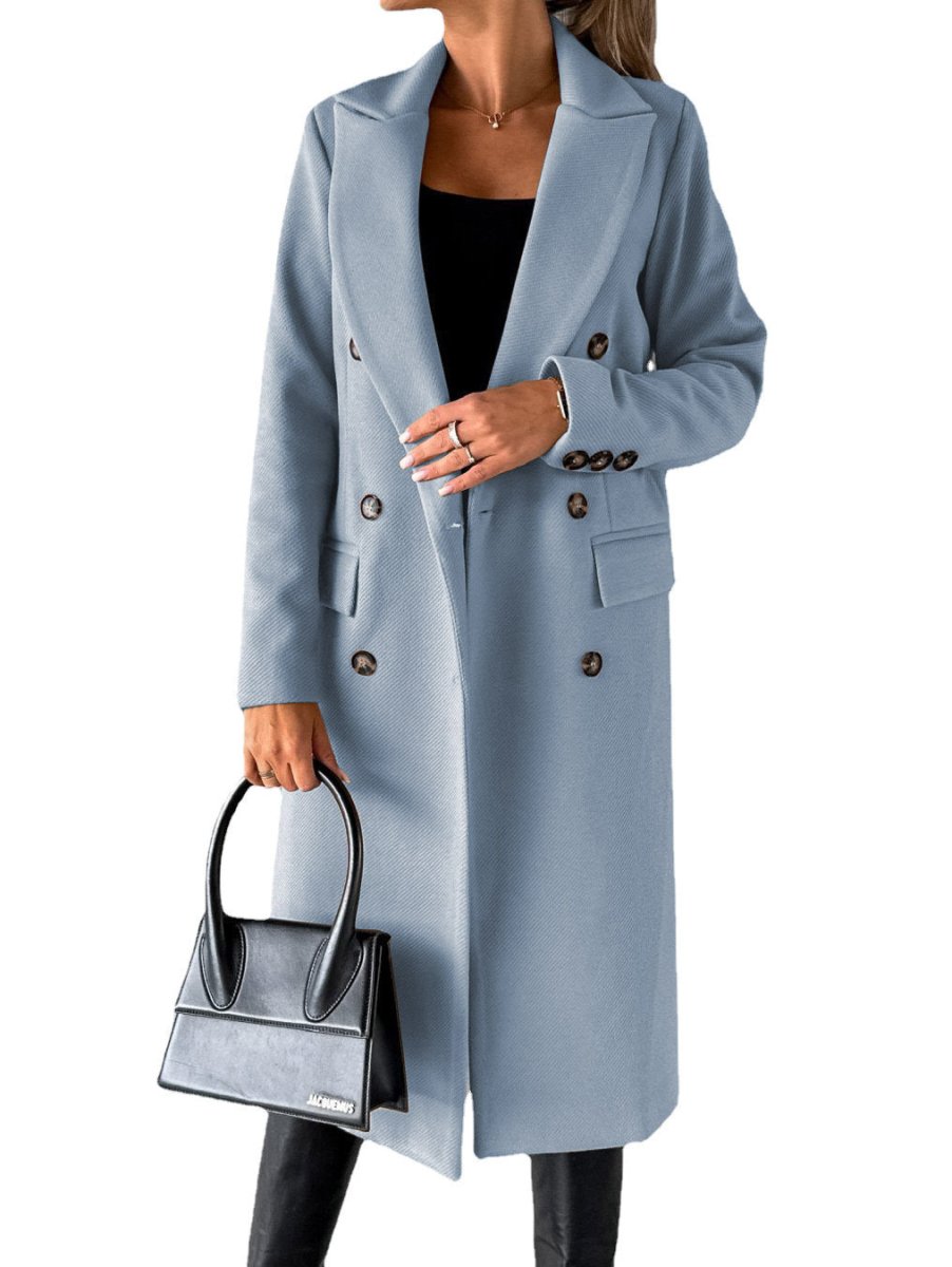 Women’s Long Sleeve Lapel Coat - AmiraMart