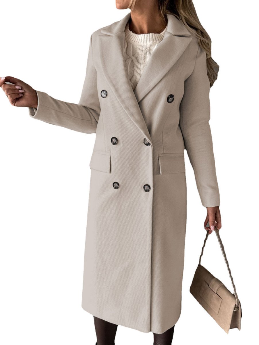 Women’s Long Sleeve Lapel Coat - AmiraMart