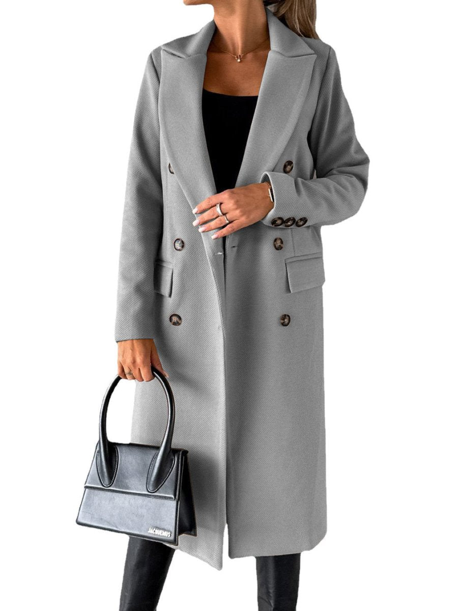 Women’s Long Sleeve Lapel Coat - AmiraMart