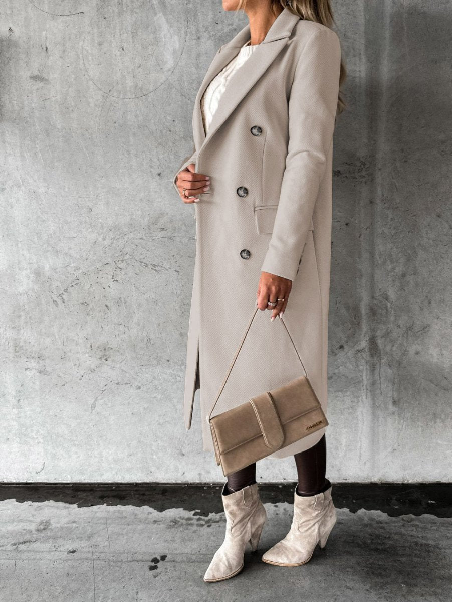 Women’s Long Sleeve Lapel Coat - AmiraMart