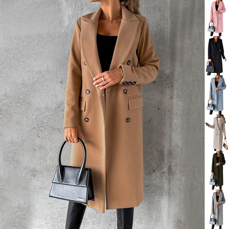 Women’s Long Sleeve Lapel Coat - AmiraMart