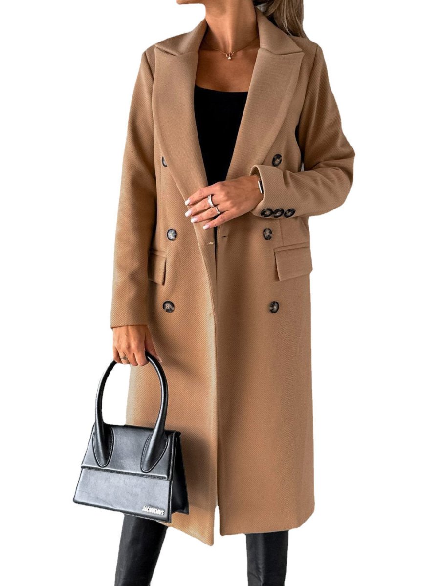 Women’s Long Sleeve Lapel Coat - AmiraMart